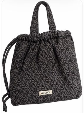 Wildfox Black Heart-Print Drawstring Backpack